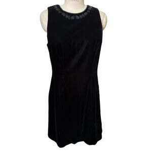 y2k Liz Claiborne Black Velvet Sleeveless Party Little Black Dress Size 10